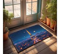 FZFN Paillasson uni pour travaux manuels Paris Nuits : Tour Eiffel illuminé Paillasson vintage Bar Décor Grand tapis de bain (50 x 80 cm)