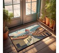 FZFN Paillasson uni pour travaux manuels, rues pavées éclairées par le soleil menant à un dôme majestueux, tapis de salle de bain rustique, décoration de bureau pour hommes (50 x 80 cm)