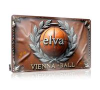 FZFN Panneau d'avertissement en étain Elva Vienna Ball : A Timeless Emblem Of Excellence - Décoration de chambre de garçon (20 x 30 cm)