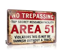 FZFN Panneau d'avertissement vintage Zone 51 : Top Secret Research Facility en métal (30 x 40 cm)