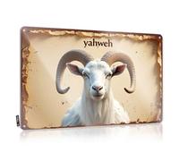 FZFN Panneau de bar pour bar extérieur Yahweh : The Divine Ram of Ancient Lore - Plaque en métal amusante (20 x 30 cm)
