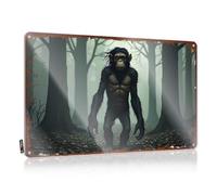 FZFN Panneau de chambre à coucher Bigfoot In The Misty Forest: A Mysterious Encounter - Plaque en métal vintage - Plaque amusante pour bar à domicile - 20 x 30 cm