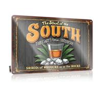 FZFN Panneau de piscine et décoration extérieure Southern Spice : A Bold Blend Of Whiskey And Sriracha On The Rocks - Petite plaque en étain (20 x 30 cm)