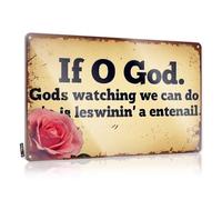 FZFN Panneau de porte de chambre avec inscription « If God Is Watching, We Can Do Less Winning And More Entenail » (20 x 30 cm)