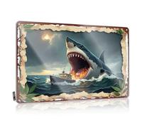 FZFN Panneau de porte de chambre en étain « Jawsome : The Great Shark Attack » (20 x 30 cm)