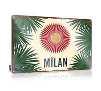 FZFN Panneau de porte de chambre Sunburst Milan : Palmier tropical encadré en étain, panneau de porte de dortoir, plaque en étain (30 x 40 cm)