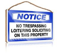 FZFN Panneau en bois humoristique avec inscription « No Trespassing Loitering Soliciting On This Property » - Décoration murale de cuisine (20 x 30 cm)