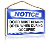 FZFN Panneau en bois « Spring Porch » avec inscription « Door Must Remain Open When Occupied » pour toilettes (23 x 35 cm)