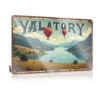 FZFN Panneau en métal avec inscription Man Cave Signs And Decor Valatory : Hot Air Balloons Over Serene Landscape Tin Sign Funny Outdoor Signs And Decor Valatory (20 x 30 cm)