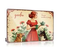 FZFN Panneau en métal vintage avec inscription Man Cave Signs And Decor - Motif « Tea Time With Dogs » - 30 x 40 cm