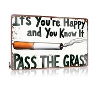FZFN Panneau en métal vintage « Beer Signs » avec inscription « Pass The Grass : A Humorous Take On Smoking » pour porte de chambre à coucher (30 x 40 cm)