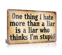 FZFN Panneau rétro avec citation « One Thing I Hate More Than A Liar Is A Who Thinks I » - Décoration murale amusante - Panneau vintage (30 x 40 cm)
