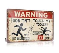 FZFN Panneau rétro en métal avec inscription « Warning : Tools Are Off-Limits » - Danger Ahead! - Plaque amusante pour bar extérieur (30 x 40 cm)