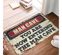 FZFN Petit chemin de couloir absorbant et imperméable pour animaux de compagnie | Attention! You Are Now Entering The Man Cave Funny Bathroom Antidérapant For Standing Home (40 x 60 cm)