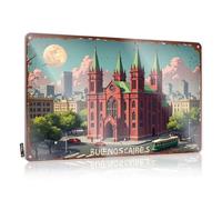 FZFN Plaque en métal avec inscription « Man Cave Signs And Decor Buenos Aires Cathedral Under A Full Moon » - 20 x 30 cm