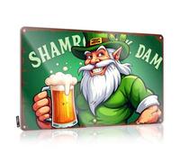 FZFN Plaque en métal avec inscription « Man Cave Signs And Decor Green Leprechaun Enjoying A Mug Of Beer On St. Patrick's Day » - Panneau en métal vintage amusant (30 x 40 cm)