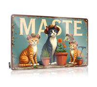 FZFN Plaque en métal pour garage, homme, grotte, maître jardiniers : une aventure féline en floriculture, panneau en métal, panneau de porte de chambre à coucher, panneau amusant pour bar (30 x 40 cm)
