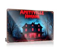 FZFN Plaque en métal rétro amusante pour cuisine Amityville Horror : A Haunting Night At The Haunted House - Plaque en étain - Décoration d'extérieur (30 x 40 cm)