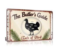 FZFN Plaque en métal vintage avec inscription « Little Man Cave » The Butler's Guide To Cuts of Bird (30 x 40 cm)