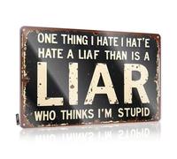 FZFN Plaque en métal vintage avec inscription « One Thing I Hate More Than A Liar Is A Stupid Person » (20 x 30 cm)