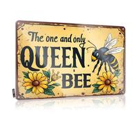 FZFN Plaque humoristique en étain « The One And Only Queen Bee : A Vibrant Floral Tribute » - Décoration vintage en métal (30 x 40 cm)