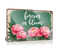 FZFN Plaque vintage en étain humoristique Forever In Bloom: A Celebration of Life's Beauty - Panneau en étain - Décoration de bar en métal (30 x 40 cm)