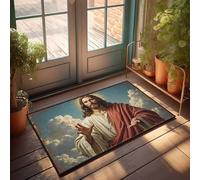 FZFN Rug Divine Presence : une figure céleste au milieu des nuages, tapis de sol absorbant à profil bas, idéal pour la chasse aux zones à fort trafic (50 x 80 cm)