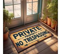 FZFN Rustique Private Property Panneau No Trespassing avec fil de fer barbelé Décoration de piscine | Plastique extérieur rembourré absorbant l'eau (65 x 90 cm)