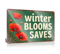 FZFN Signs For Bedroom Door Winter Blooms Saves: A Season Of Hope And Renewal Panneau en étain Décoration Man Cave Signs for Men (20 x 30 cm)