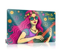 FZFN Stay Little Hippie : couronne florale, décoration de guitariste | Accessoire mural décoratif de qualité supérieure (30 x 40 cm)