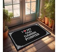 FZFN Stays Funny Tapis d'entrée - I Love My Old Pointer danois absorbant l'eau, profil bas, extérieur, terrasse, imperméable, pour enseignant (65 x 90 cm)