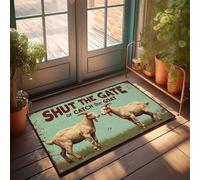 FZFN Stitch Tapis de bain absorbant pour décoration de chambre | Shut The Gate Or Catch The Goat : une scène de ferme humoristique rustique pour Tiki (65 x 90 cm)