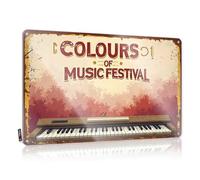 FZFN Stuff For Boys Room Colours of Music Festival : A Harmonious Celebration Plaque en métal amusante pour l'extérieur (20 x 30 cm)