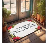 FZFN Tapis de bain anti-fatigue pour cuisine, ne perdez jamais juste quand vous pensez que c'est fini. Dieu vous envoie un miracle. - Petit tapis d'extérieur pour fille (65 x 90 cm)