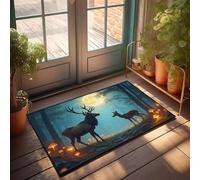 FZFN Tapis de bain antidérapant et super absorbant pour salle de bain en peluche sous des champignons lumineux dans une forêt éclairée par la lune | Tapis de bain antimicrobien pour chambre d'enfant