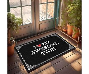 FZFN Tapis de bain d'angle avant résistant à l'eau - I Love My Awesome Twin imperméable, durable, antidérapant, antimicrobien (65 x 90 cm)