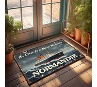 FZFN Tapis de bain de cuisine anti-fatigue Welcome Classroom | Normandie : un voyage à travers le temps sur la légendaire doublure océanique personnalisée, antidérapant, absorbant pour une utilisation