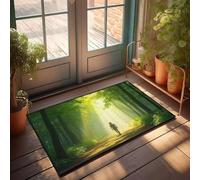 FZFN Tapis de bain porte Funny A Person Walks Down A Forest Path As Sunlight Filter Through The Trees. Tapis de bain amusant en mousse à mémoire de forme (40 x 60 cm)