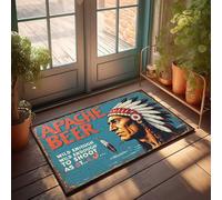 FZFN Tapis de bain tissé à la main avec bière Apache : L'esprit audacieux de l'aventure sauvage | Accessoires de bar et décoration Tapis d'extérieur antidérapant et imperméable, idéal pour les