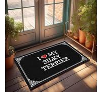 FZFN Tapis de bain Welcome Fall à profil bas - I Love My Silky Terrier en mousse pour porte extérieure facile à nettoyer durable pour les joueurs (40 x 60 cm)