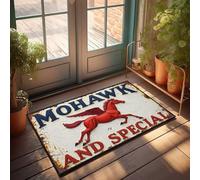 FZFN Tapis de bienvenue vintage Mohawk et panneau spécial cheval avec pégase ailé - Accessoires de bar (40 x 60 cm)