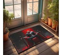 FZFN Tapis de couloir lavable « Welcome Classroom » - Guerrier noir assis sur le trône rouge avec épées - Absorbant l'eau - Profil bas - Antidérapant - Pour maman (50 x 80 cm)