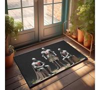 FZFN Tapis de cuisine imperméable avec trois chevaliers blindés en armure argentée avec croix rouges - Tapis absorbant pour pièce - Convient pour les zones à fort trafic (50 x 80 cm)