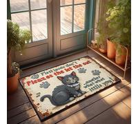 FZFN Tapis de cuisine Platt Isodo: Please Don't Let The Cat Out. Another What It, Bar Accessories And Decor Funny Entry Tapis de sol antidérapant pour l'intérieur du salon chambre (65 x 90 cm)