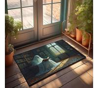 FZFN Tapis de cuisine résistant aux taches - Lavable et facile à nettoyer - Motif A Ghost Reads A Book In A Cozy Library - 50 x 80 cm