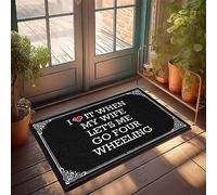 FZFN Tapis de douche chenille avec inscription « I Love It When My Wife Let's Me Go Four Wheeling » | Décoration murale cool antidérapante anti-fatigue, idéal pour une chambre double d'enfant (40 x 60