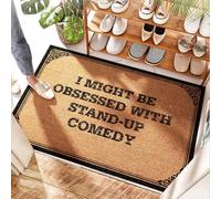 FZFN Tapis de porche commercial océan - I Might Be Obsessed With Stand-up Comedy | Evergreen Inserts de porte/porte en caoutchouc - Paillasson antidérapant pour intérieur et extérieur, foncé (40 x 60