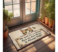 FZFN Tapis de porche d'extérieur adorable chaton avec papillon : « My Mod I'M A Baby, Mom Moom Alwa Paillasson rétro Tapis de cuisine (50 x 80 cm)