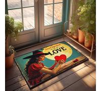FZFN Tapis de porte d'extérieur pour entrée extérieure, amour comme ingrédient secret : un voyage de sorcière fantaisiste paillasson décoration de porche printanier décoration de maison de lac (50 x