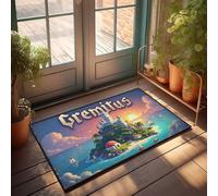 FZFN Tapis de porte d'extérieur pour entrée extérieure Gremitus : une aventure sur l'île fantastique, paillasson, décoration de porche, lac (50 x 80 cm)